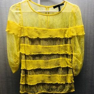 Beautiful Bcbg yellow lace top